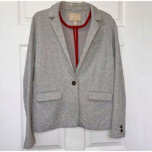 Banana Republic Knit Blazer Womens XL Gray Contrast Lining Pockets Casual Office